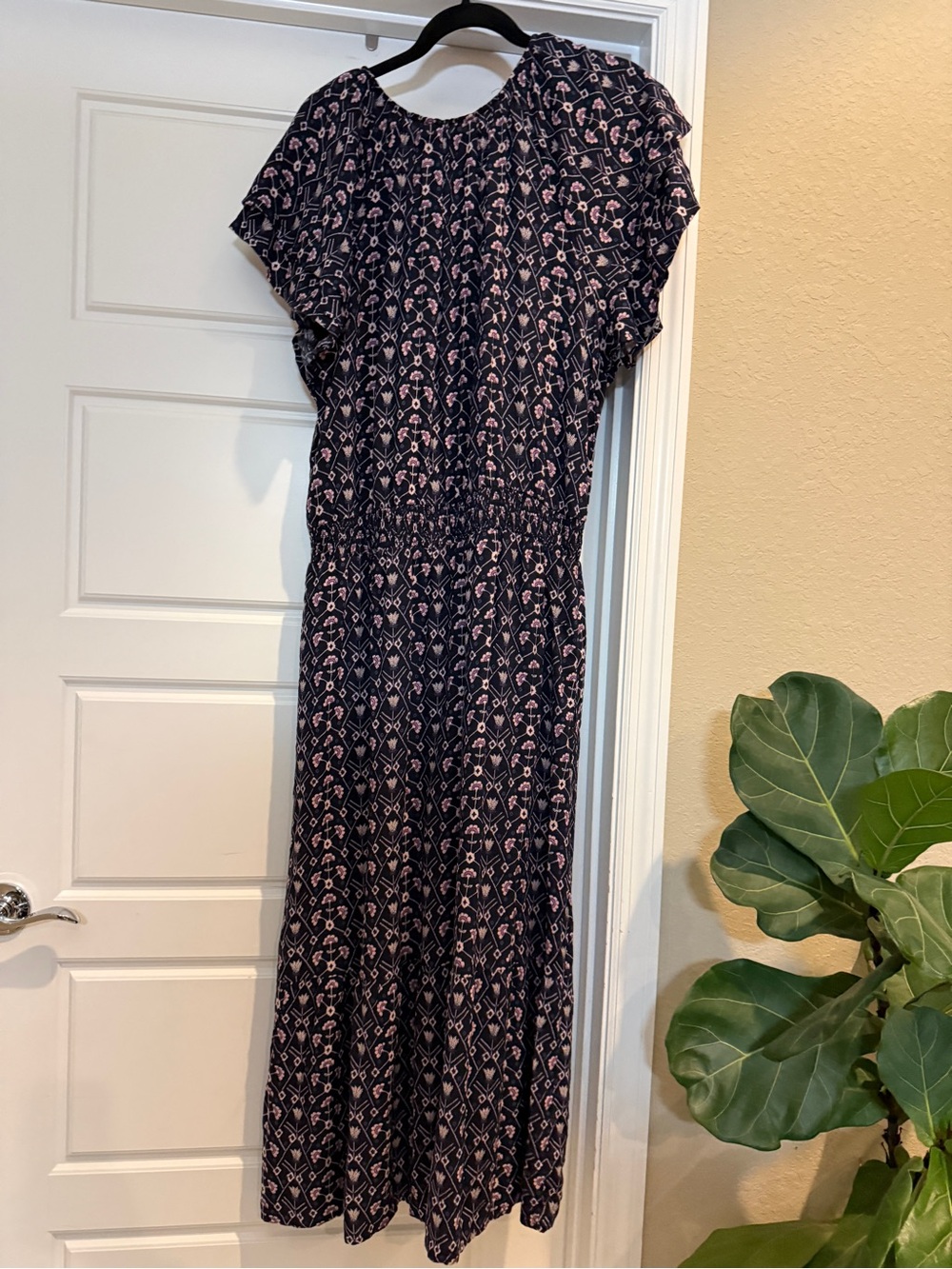 Destination 365 Regular Printed Short-Sleeve Midi Dress Black Abstract Large - Picture 3 of 6